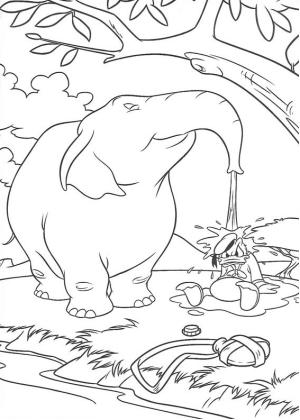 Donald Duck boyama sayfası,  coloring page, Donald Ve Fil, 