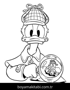 Donald Duck boyama sayfası – çizgi film temalı, basit çizim