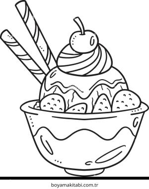 Dondurma boyama sayfası – çizgi film temalı, basit çizim