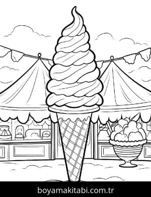 Dondurma boyama sayfası – çocuk aktivitesi, PDF indir
