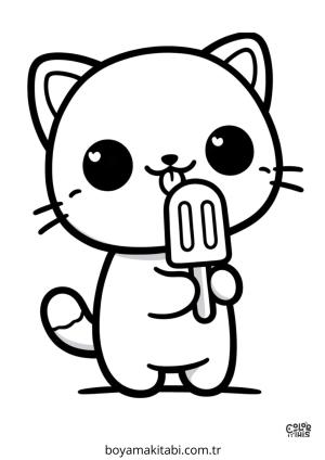 Dondurma boyama sayfası – çocuk aktivitesi, PDF indir