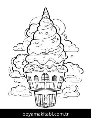 Dondurma boyama sayfası – kolay boyama, eğitici aktivite