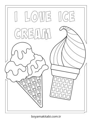 Dondurma boyama sayfası – çizgi film temalı, basit çizim