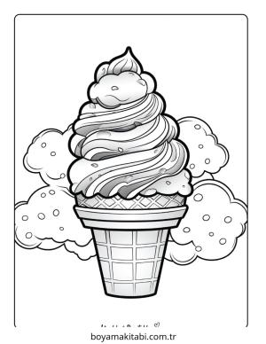 Dondurma boyama sayfası – kolay boyama, eğitici aktivite