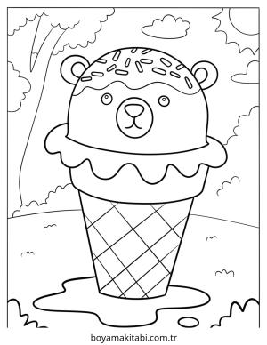 Dondurma boyama sayfası – basit çizim, kolay boyama
