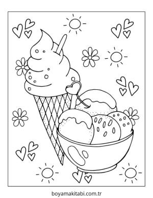 Dondurma boyama sayfası – çocuklar için, çizgi film temalı