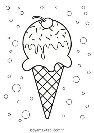 Dondurma boyama sayfası – el becerilerini geliştirir, boyama çalışması