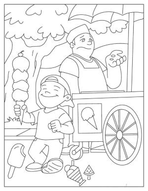 Dondurma boyama sayfası,  coloring page, Dondurma ile çocuk, 