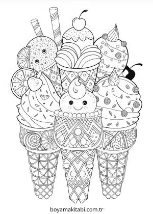 Dondurma boyama sayfası – boyama çalışması, yaratıcılığı geliştirir