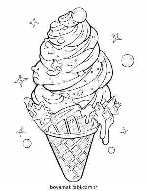 Dondurma boyama sayfası – PDF indir, sevimli karakter