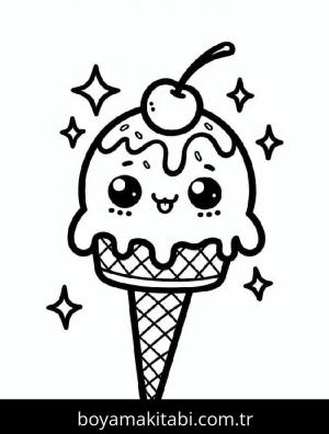 Dondurma boyama sayfası – okul öncesi, evde etkinlik