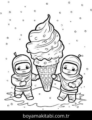 Dondurma boyama sayfası – çizgi film temalı, basit çizim
