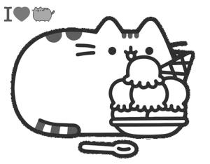 Dondurma boyama sayfası,  coloring page, Dondurmalı Pusheen, 