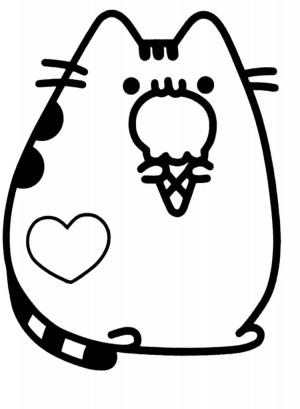 Dondurma boyama sayfası,  coloring page, Pusheen Dondurma Yiyor, 