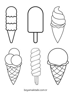 Dondurma boyama sayfası – sevimli karakter, sanatsal çalışma
