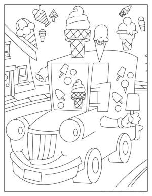 Dondurma boyama sayfası,  coloring page, Dondurma Kamyonu, 