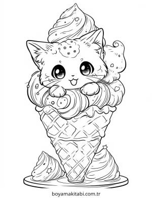 Dondurma boyama sayfası – sevimli karakter, sanatsal çalışma