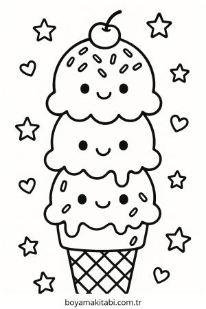 Dondurma boyama sayfası – keyifli zaman, renkli çizimler