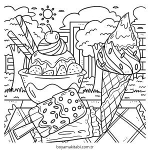 Dondurma boyama sayfası – okul öncesi, evde etkinlik
