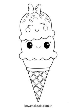 Dondurma boyama sayfası – çizgi film temalı, basit çizim