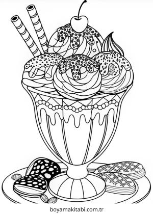 Dondurma boyama sayfası – basit çizim, kolay boyama
