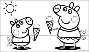 Dondurma boyama sayfası,  coloring page, Dondurma ile Peppa Domuz, 