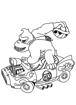 Donkey Kong boyama sayfası,  coloring page, Arabayla Eşek Kongu, 