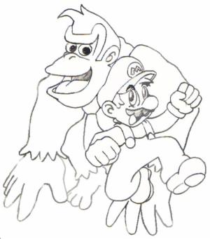 Donkey Kong boyama sayfası,  coloring page, Mario ve Eşek Kong, 