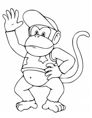 Donkey Kong boyama sayfası,  coloring page, Diddy Kong Gülümseyen, 