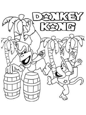 Donkey Kong boyama sayfası,  coloring page, Eşek Kong ve Diddy Kong Dansı, 