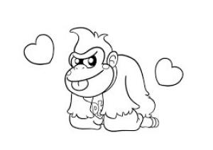 Donkey Kong boyama sayfası,  coloring page, Sevimli Eşek Kong, 