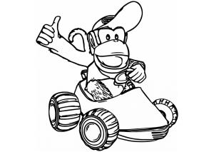 Donkey Kong boyama sayfası,  coloring page, Diddy Kong Araba Sürüyor, 