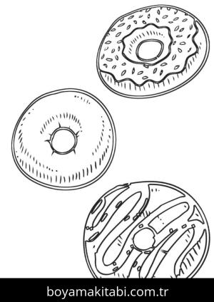 Donut boyama sayfası – boyama etkinliği, çocuk aktivitesi