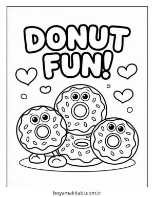 Donut boyama sayfası – sevimli karakter, sanatsal çalışma
