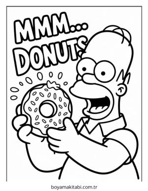 Donut boyama sayfası – renkli çizimler, okul öncesi