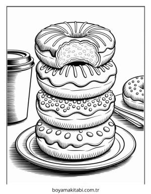 Donut boyama sayfası – çizgi film temalı, basit çizim