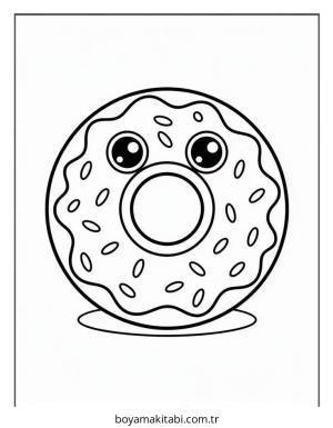Donut boyama sayfası – basit çizim, kolay boyama