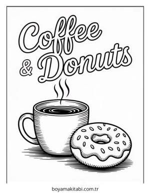 Donut boyama sayfası – eğlenceli etkinlik, el becerilerini geliştirir