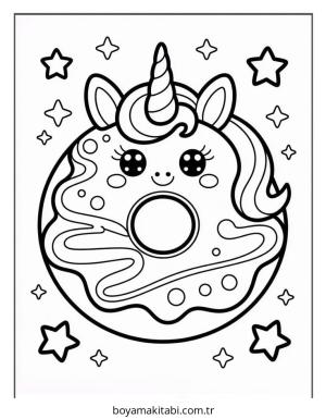 Donut boyama sayfası – yaratıcılık, eğlenceli etkinlik