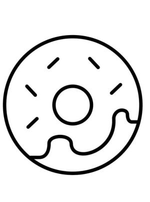 Donut boyama sayfası,  coloring page, klasik, karakterli, ince çizgili