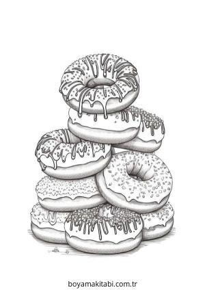 Donut boyama sayfası – ücretsiz yazdır, boyama etkinliği