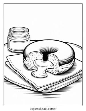 Donut boyama sayfası – PDF indir, sevimli karakter