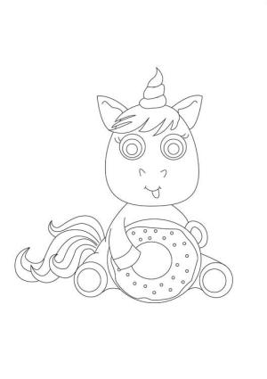 Donut boyama sayfası,  coloring page, Tek Boynuzlu At Donut Yiyen, 