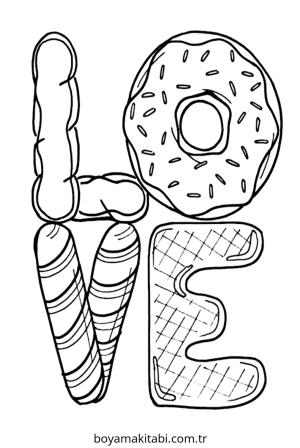 Donut boyama sayfası – boyama etkinliği, çocuk aktivitesi