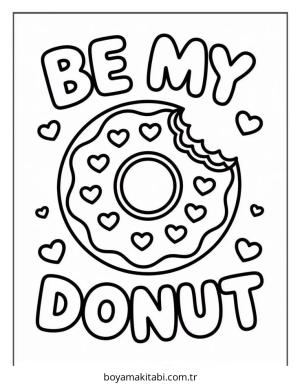 Donut boyama sayfası – çocuk aktivitesi, PDF indir