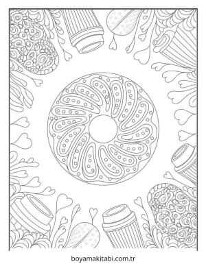 Donut boyama sayfası – çizgi film temalı, basit çizim