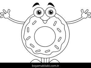 Donut boyama sayfası – evde etkinlik, ücretsiz yazdır