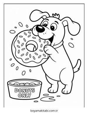 Donut boyama sayfası – boyama etkinliği, çocuk aktivitesi