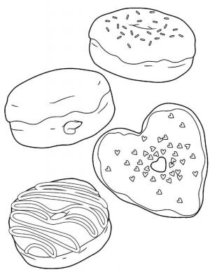 Donut boyama sayfası,  coloring page, Dört Donut, 