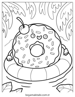 Donut boyama sayfası – el becerilerini geliştirir, boyama çalışması